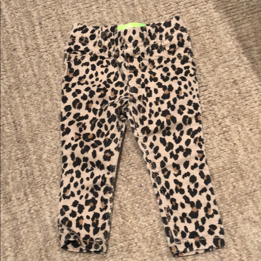 Cheetah denim jeggings, 12-18 mos.